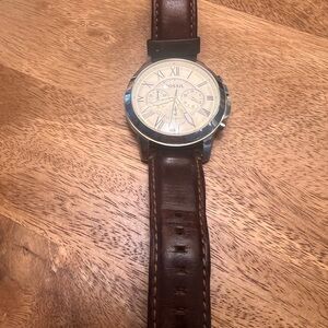 Fossil Silver and Brown Chronograph Watch